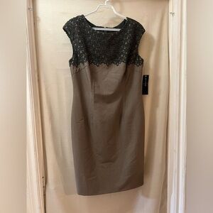 Jones New York grey toned lace detailed midi dress sleeveless size 12